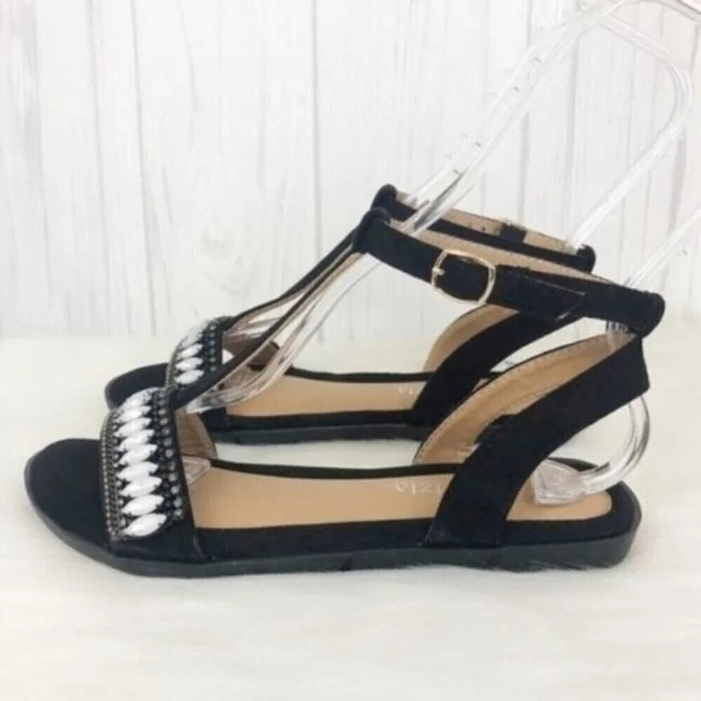 PATRIZIA Black T-Strap Sandals - Picture 5 of 8